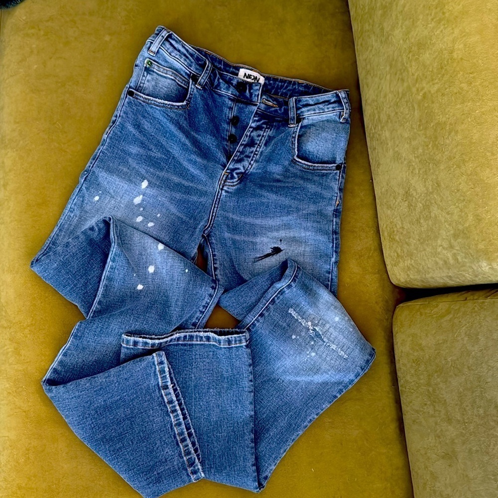 Neon Denim Brand N. D. B. Henley Straight Jeans 27 sold at Free People 5